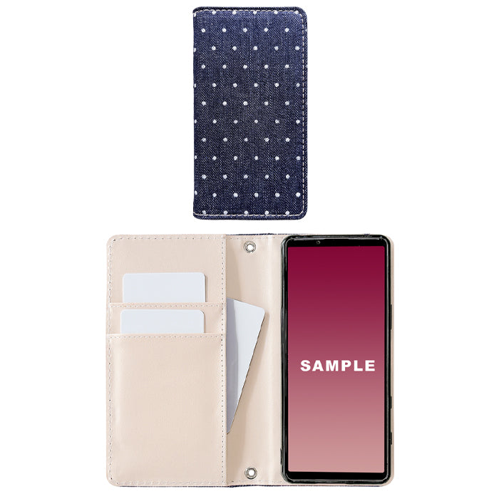 【Leo&Aoi special】 AQUOS sense7 SH-53C SHG10 SH-M24 ケース 手帳型 カバー 児島 デニム 小さい ドット 手帳型ケース shm24 sh53c アクオス センス7 スマホケース 【安心の返品保証付き】