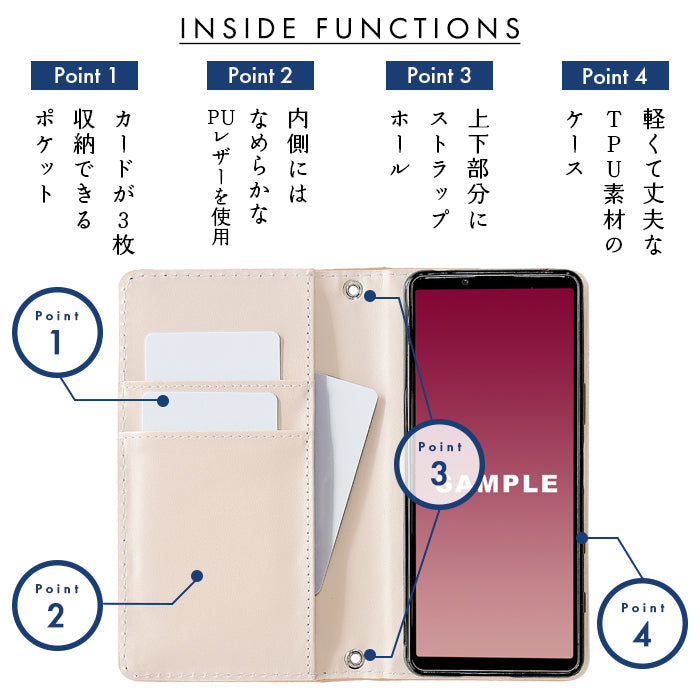 【Leo&Aoi special】 栃木レザー 本革 小さい ドット スマホケース 手帳型ケース 100機種以上対応