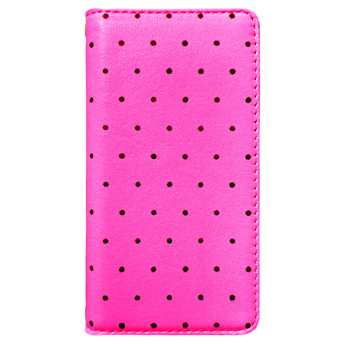 【Leo&Aoi special】 本革 小さい 黒 ドット ネオン スマホケース 手帳型ケース 100機種以上対応