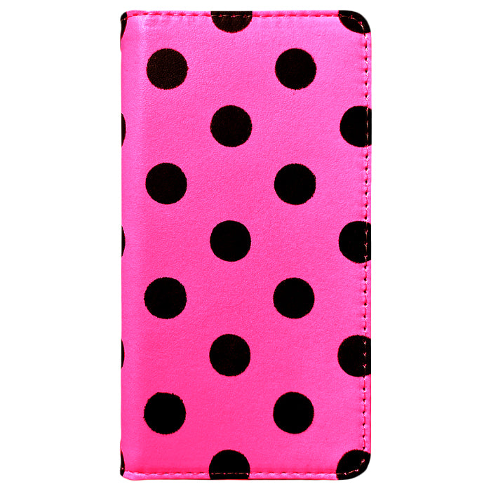 【Leo&Aoi special】 らくらくスマートフォン me F-03K ケース スマホケース 手帳型ケース カバー 本革 大きい 黒 ドット ネオン f03k らくらく スマホ 【安心の返品保証付き】