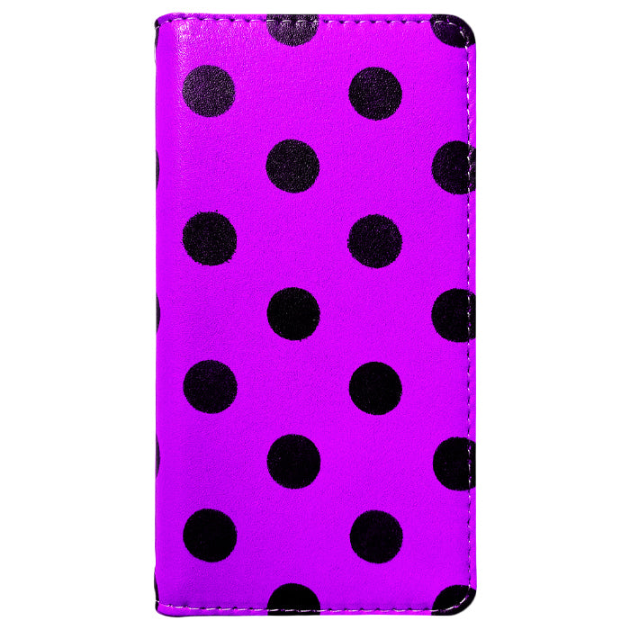 【Leo&Aoi special】 本革 大きい 黒 ドット ネオン スマホケース 手帳型ケース 100機種以上対応