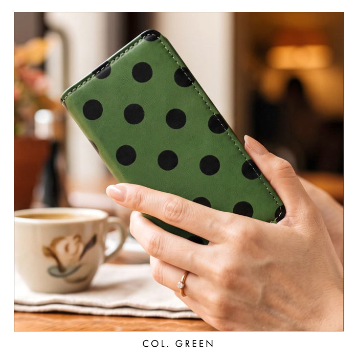 【Leo&Aoi special】 AQUOS sense8 SH-54D SHG11 SH-M26 ケース カバー 手帳型ケース スマホケース 栃木レザー 本革 大きい 黒 ドット sh54d shm26 アクオス 【安心の返品保証付き】