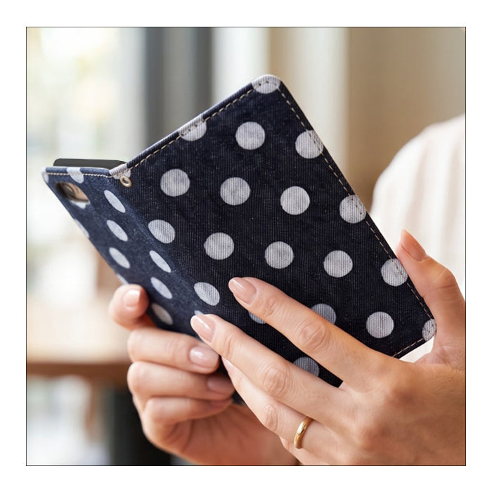 【Leo&Aoi special】 XPERIA 10 III SO-52B SOG04 A102SO ケース カバー 手帳型 スマホケース 児島 デニム 大きい ドット 手帳型ケース XQ-BT44 so52b エクスペリア スマホケース 【安心の返品保証付き】