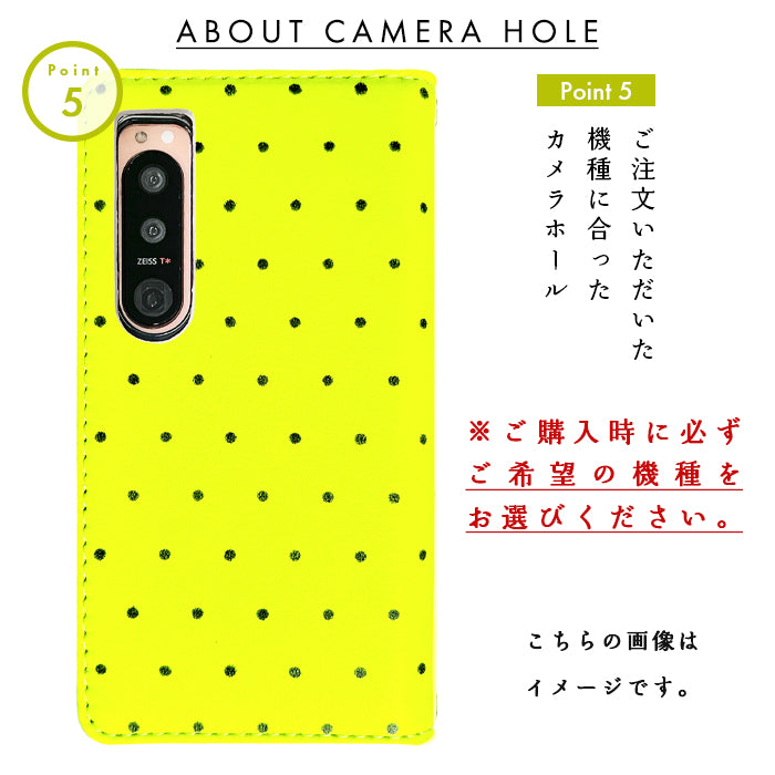 【Leo&Aoi special】 本革 小さい 黒 ドット ネオン スマホケース 手帳型ケース 100機種以上対応