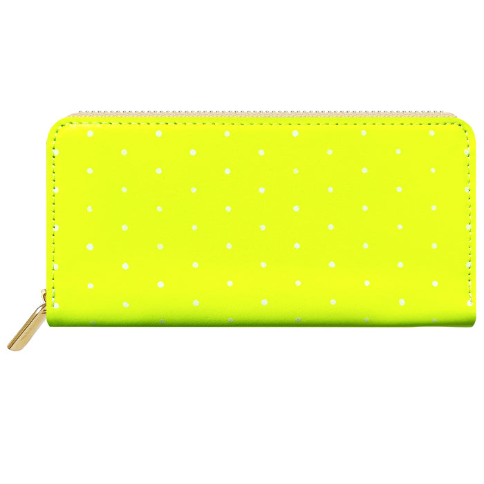 【Leo&Aoi special】 本革 小さいドット ネオン ラウンド型長財布 レザー 財布 カード収納 レディース メンズ ステンシル ポルカドット 【安心の返品保証付き】