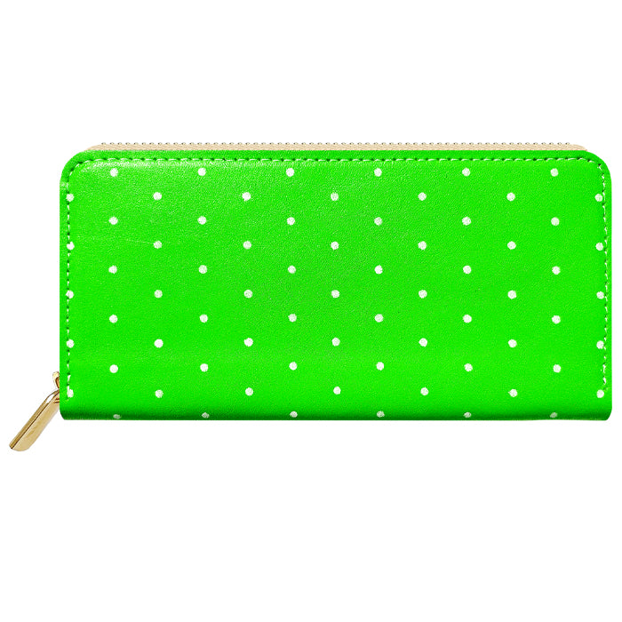 【Leo&Aoi special】 本革 小さいドット ネオン ラウンド型長財布 レザー 財布 カード収納 レディース メンズ ステンシル ポルカドット 【安心の返品保証付き】