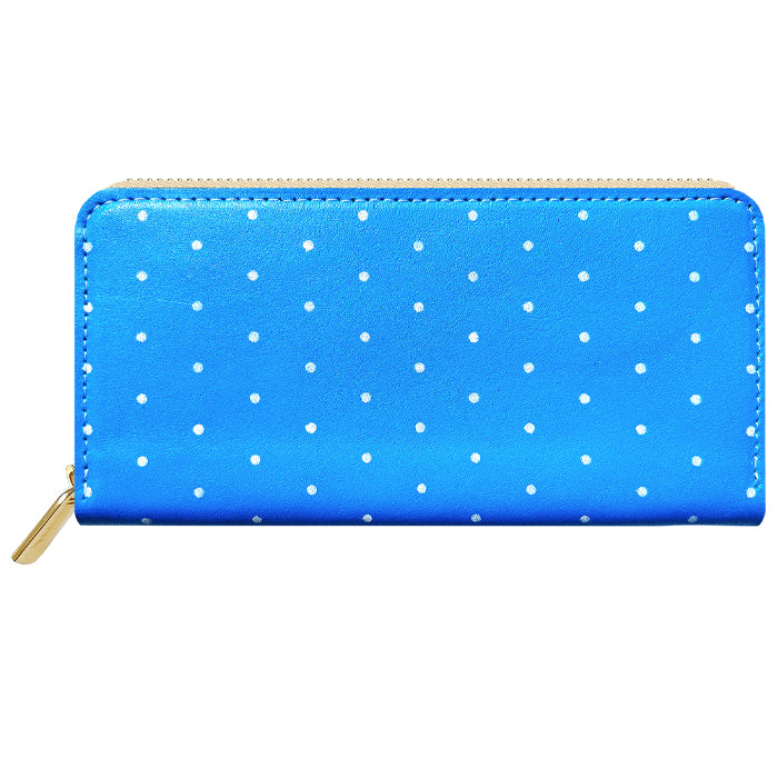 【Leo&Aoi special】 本革 小さいドット ネオン ラウンド型長財布 レザー 財布 カード収納 レディース メンズ ステンシル ポルカドット 【安心の返品保証付き】