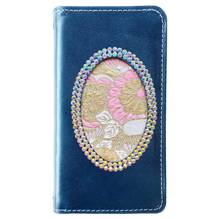 【Leo&Aoi special】 AQUOS sense4 SH-41A SH-M15 basic A003SH lite SH-RM15 5G SH-53A SHG03 SH-M17 ケース カバー 手帳型 栃木レザー 西陣織 本革 レザー 白地エ霞菊文 「小判」 日本製 手帳型ケース sh41a shm15 shrm15 sh53a shm17 アクオス センス4 スマホケース 【安心の返品保証付き】