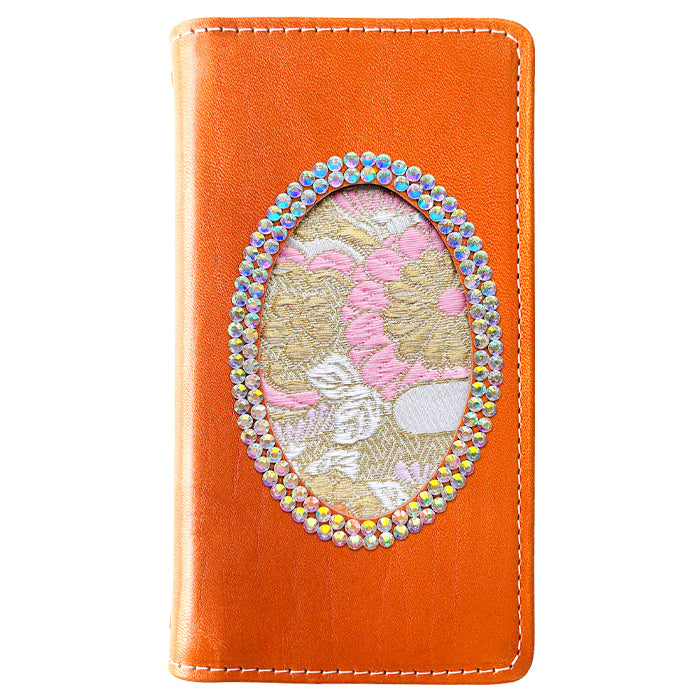 【Leo&Aoi special】 AQUOS sense10 SH-53F SHG15 A505SH SH-M33 ケース カバー 手帳型 栃木レザー 西陣織 本革 レザー 白地エ霞菊文 「小判」 日本製 手帳型ケース sh53f shm33 スマホケース 【安心の返品保証付き】