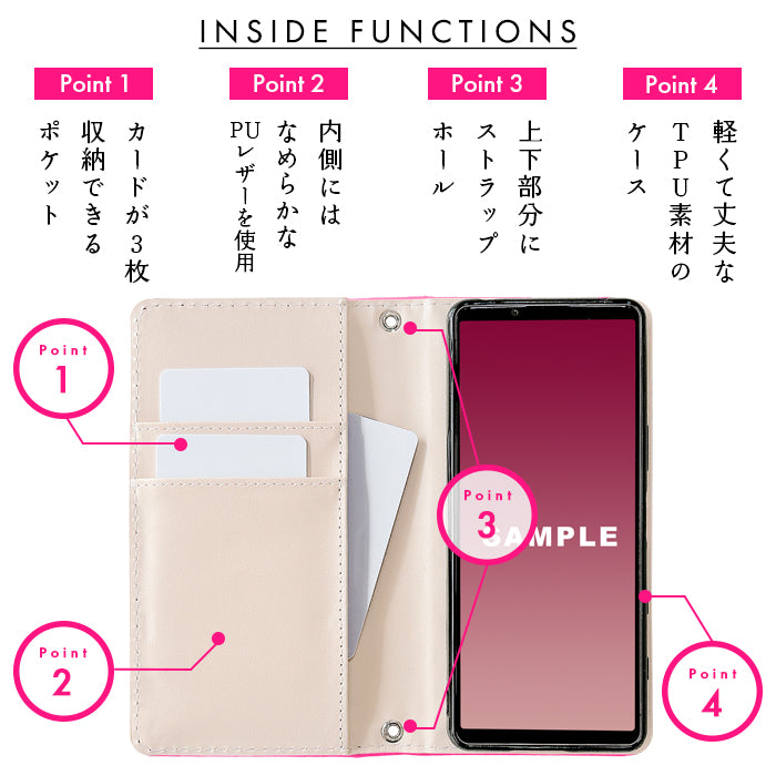 【Leo&Aoi special】 Xperia 1 V SO-51D SOG10 A301SO XQ-DQ44 カバー 手帳型 本革 小さい ドット ネオン 手帳型ケース so51d エクスペリア スマホケース 【安心の返品保証付き】